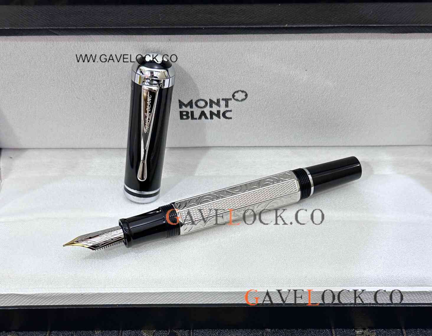 Faux Montblanc Marcel Proust Black-White Fountain Pen